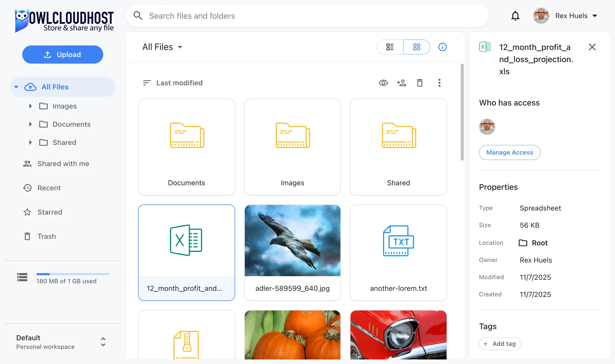 OwlCloudHost dashboard